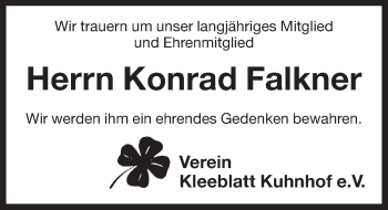 Traueranzeige von Konrad Falkner von Pegnitz-Zeitung